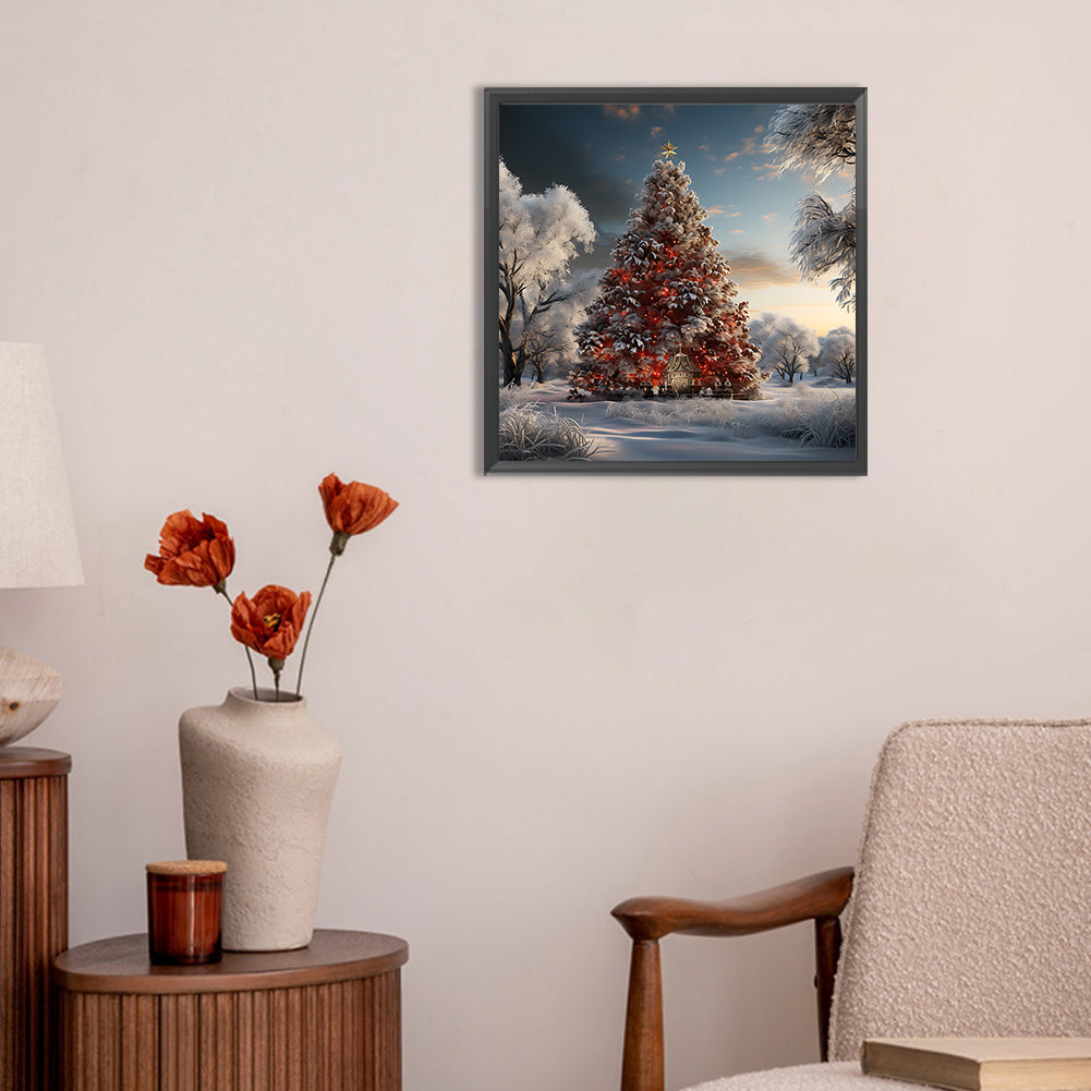 Christmas Tree In Winter Snow - Full Round Drill Diamond Painting 30*30CM