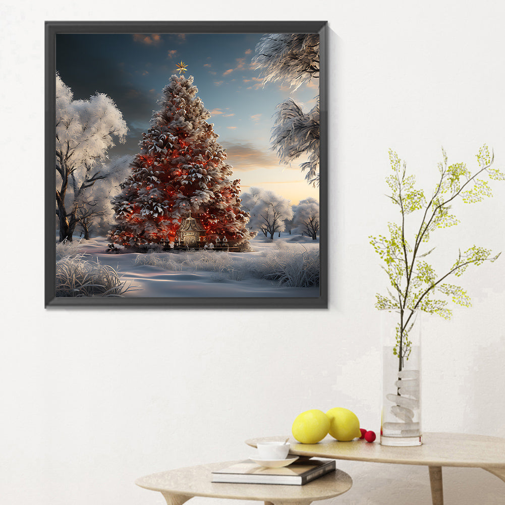 Christmas Tree In Winter Snow - Full Round Drill Diamond Painting 30*30CM