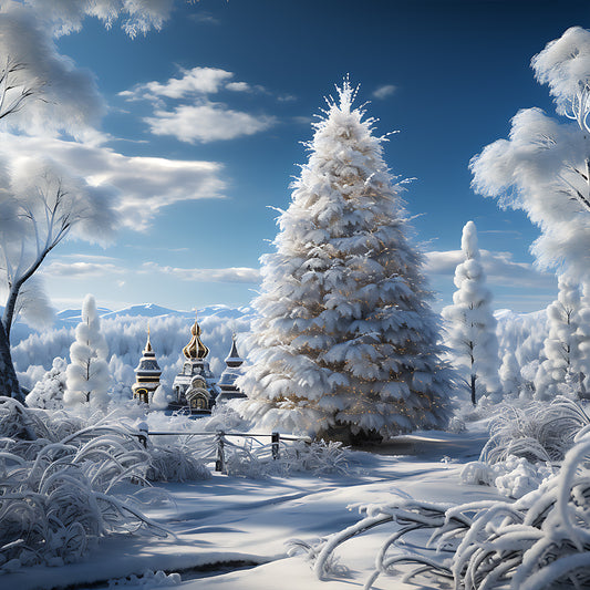Christmas Tree In Winter Snow - Full Round Drill Diamond Painting 30*30CM