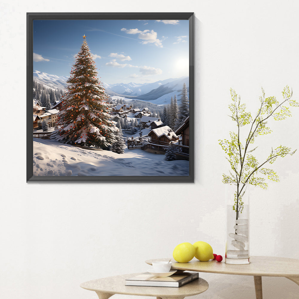 Christmas Tree In Winter Snow - Full Round Drill Diamond Painting 30*30CM