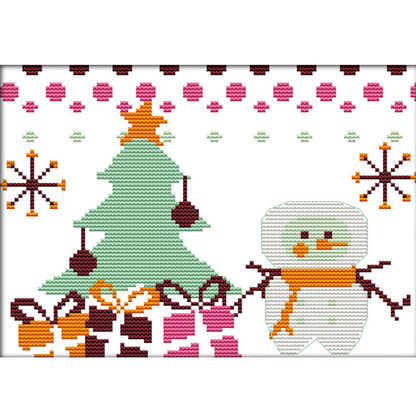 Christmas Snowman(4) - 14CT Stamped Cross Stitch 27*19CM