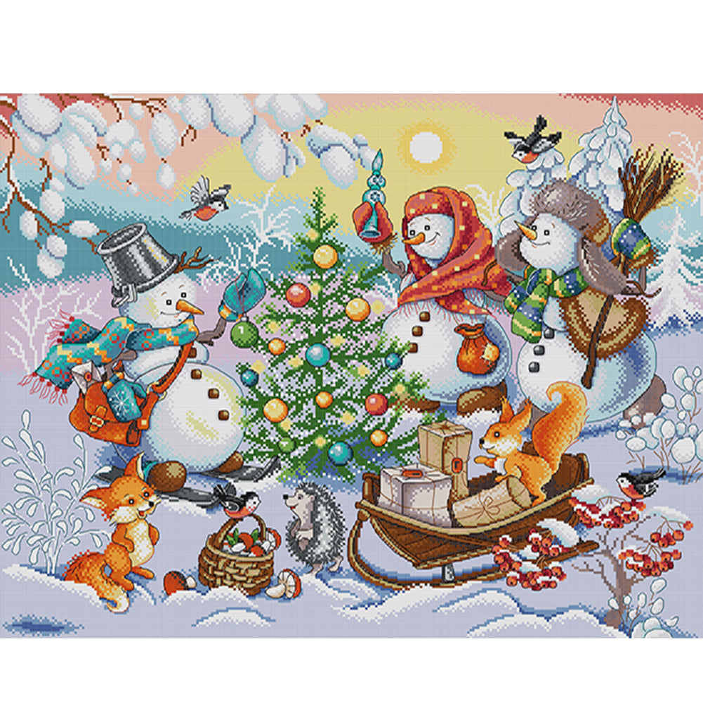 Christmas Gift Three - 14CT Stamped Cross Stitch 59*49CM