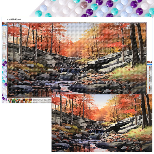 Flowing Water Stone Forest - Full Round Drill Diamond Painting 70*40CM