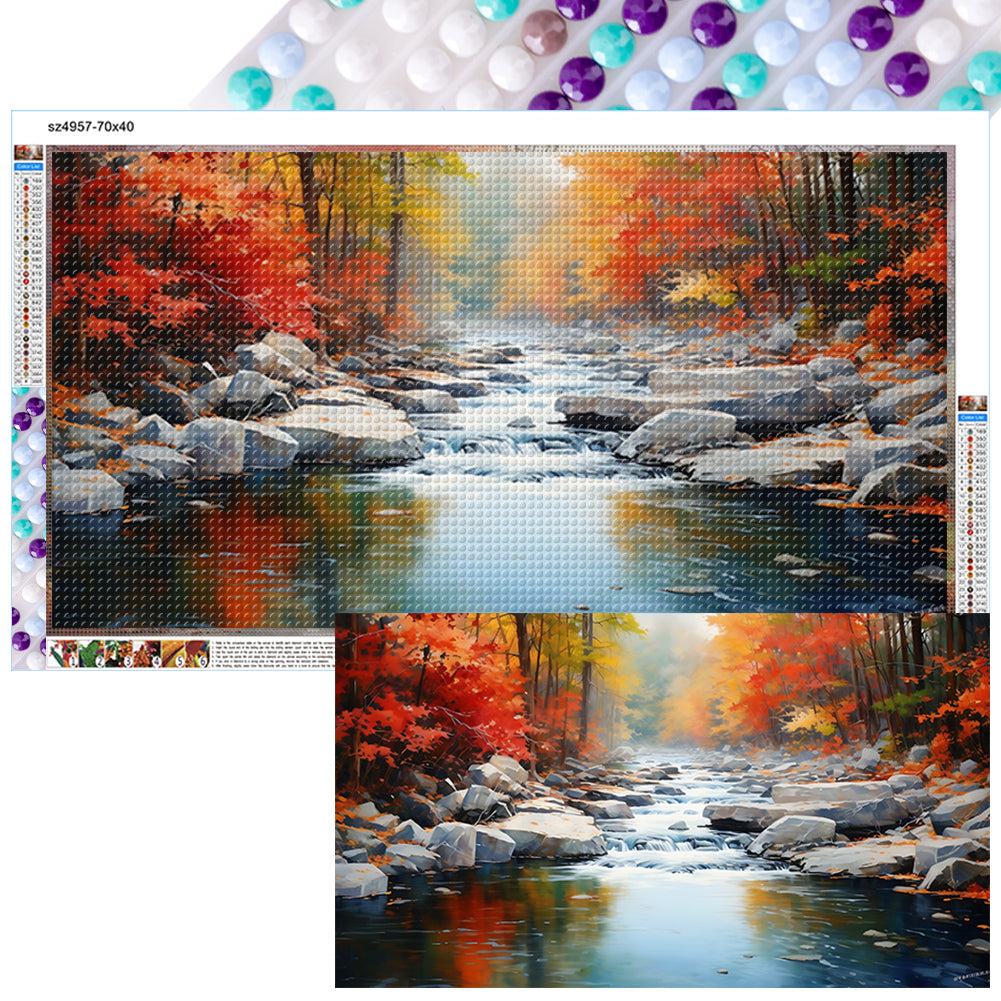 Flowing Water Stone Forest - Full Round Drill Diamond Painting 70*40CM