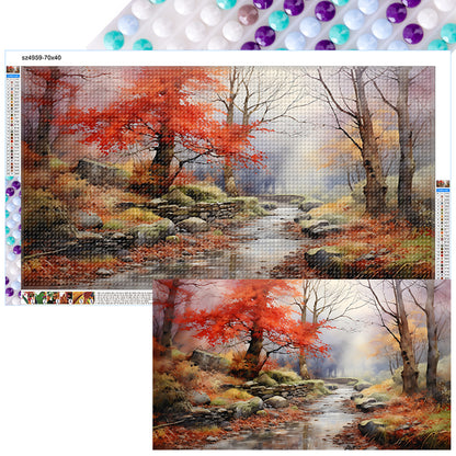 Flowing Water Stone Forest - Full Round Drill Diamond Painting 70*40CM