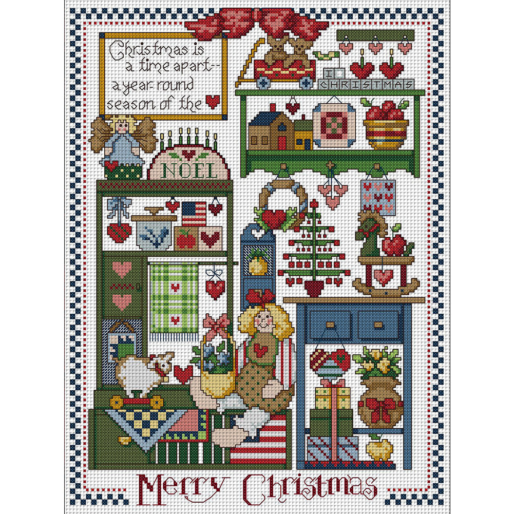 Christmas Present - 14CT Stamped Cross Stitch 33*42CM(Joy Sunday)