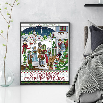 Christmas Carols - 14CT Stamped Cross Stitch 36*43CM(Joy Sunday)