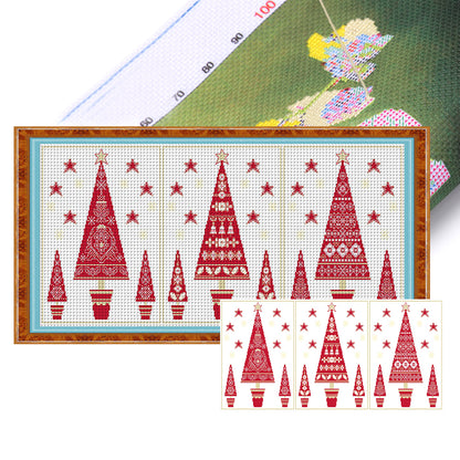 Christmas Tree - 14CT Stamped Cross Stitch 69*33CM