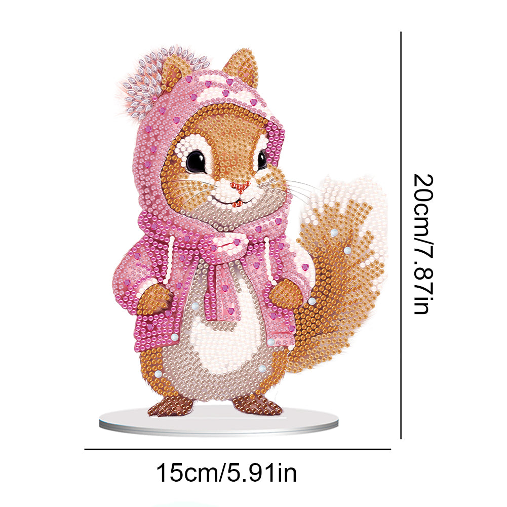 Acrylic Diamond Painting Desktop Decorations for Office Decor (Pink Squirrel)