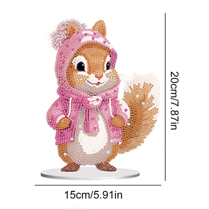 Acrylic Diamond Painting Desktop Decorations for Office Decor (Pink Squirrel)