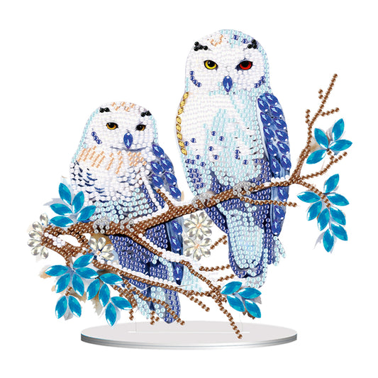 Acrylic Diamond Painting Desktop Decorations for Office Decor(Owl on the Branch)