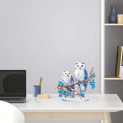 Acrylic Diamond Painting Desktop Decorations for Office Decor(Owl on the Branch)