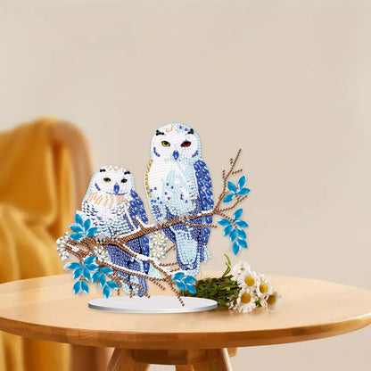 Acrylic Diamond Painting Desktop Decorations for Office Decor(Owl on the Branch)