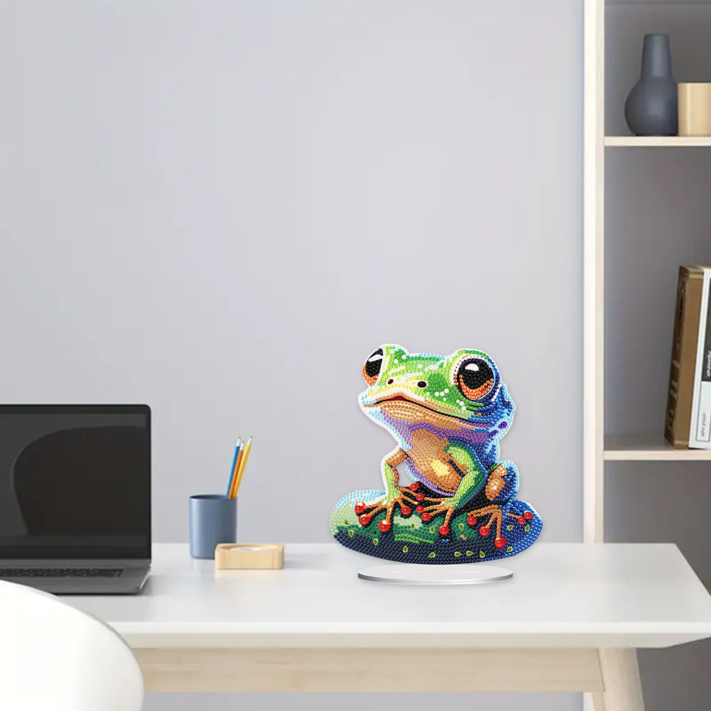 Acrylic Diamond Painting Desktop Decorations for Office Decor (Big-Eyed Frog)