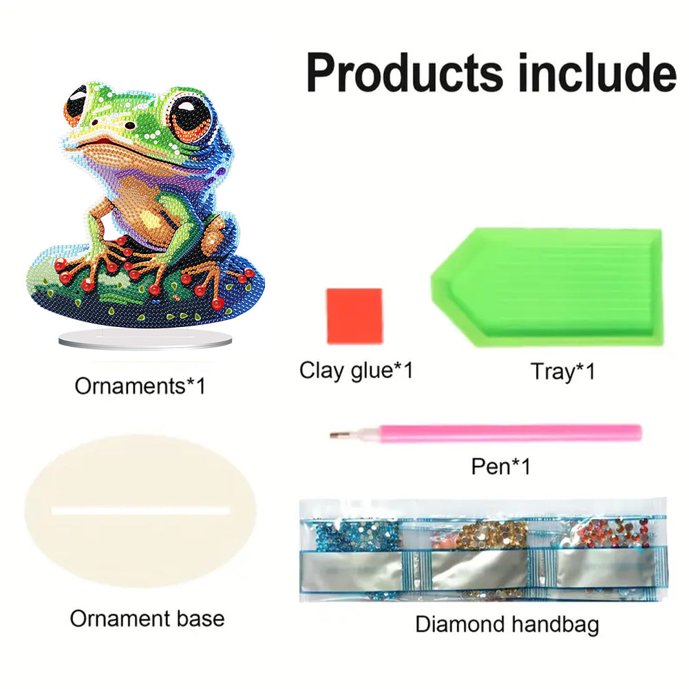 Acrylic Diamond Painting Desktop Decorations for Office Decor (Big-Eyed Frog)