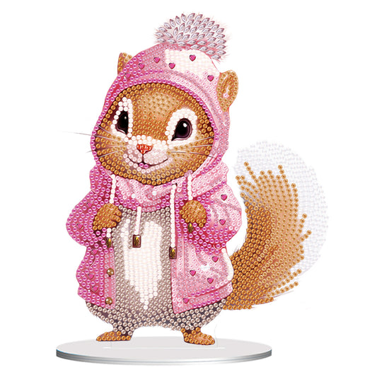 Acrylic Diamond Painting Desktop Decorations for Office Decor (Pink Squirrel #4)
