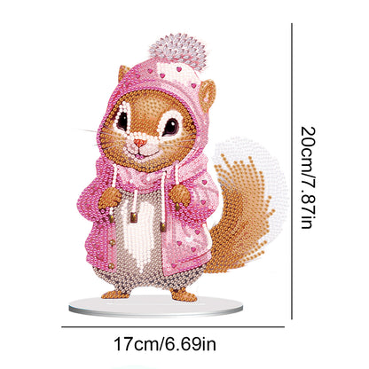 Acrylic Diamond Painting Desktop Decorations for Office Decor (Pink Squirrel #4)
