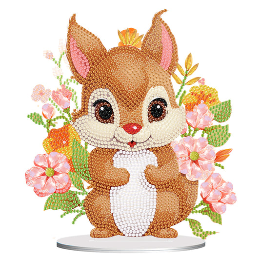 Acrylic Diamond Painting Desktop Decoration for Office Decor(Flower Squirrel #5)