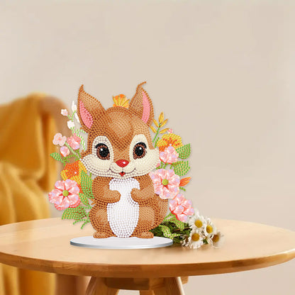 Acrylic Diamond Painting Desktop Decoration for Office Decor(Flower Squirrel #5)