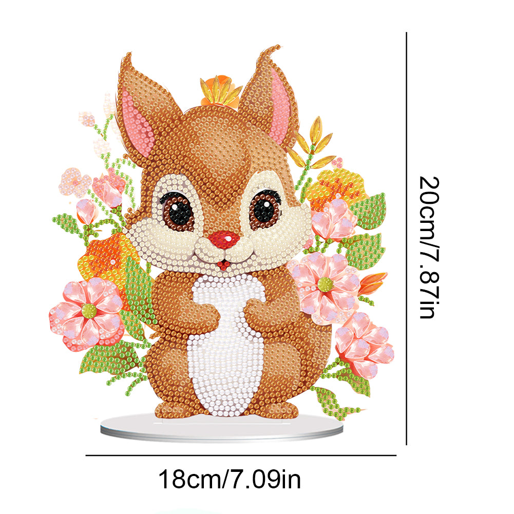 Acrylic Diamond Painting Desktop Decoration for Office Decor(Flower Squirrel #5)