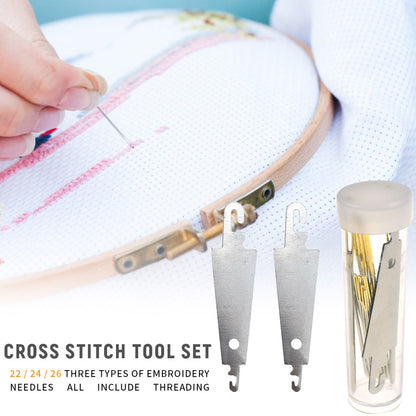 20PCS Sewing Needles 24/26 Large Eye Cross Stitch Needles with 2 Needle Threader
