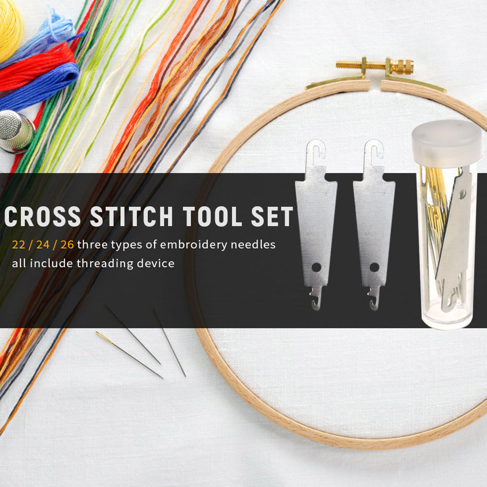 20PCS Sewing Needles 24/26 Large Eye Cross Stitch Needles with 2 Needle Threader