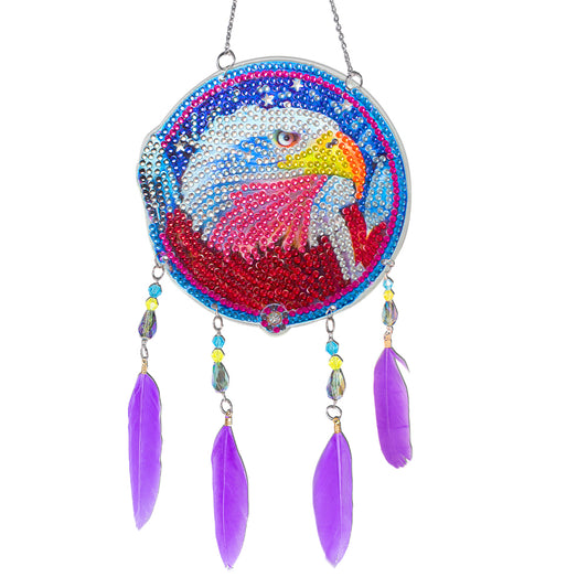 Feather Wind Chime Diamond Painting Hanging Pendant for Wall Decor (Eagle #1)