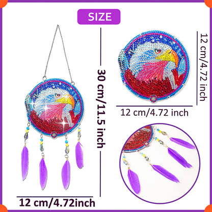 Feather Wind Chime Diamond Painting Hanging Pendant for Wall Decor (Eagle #1)