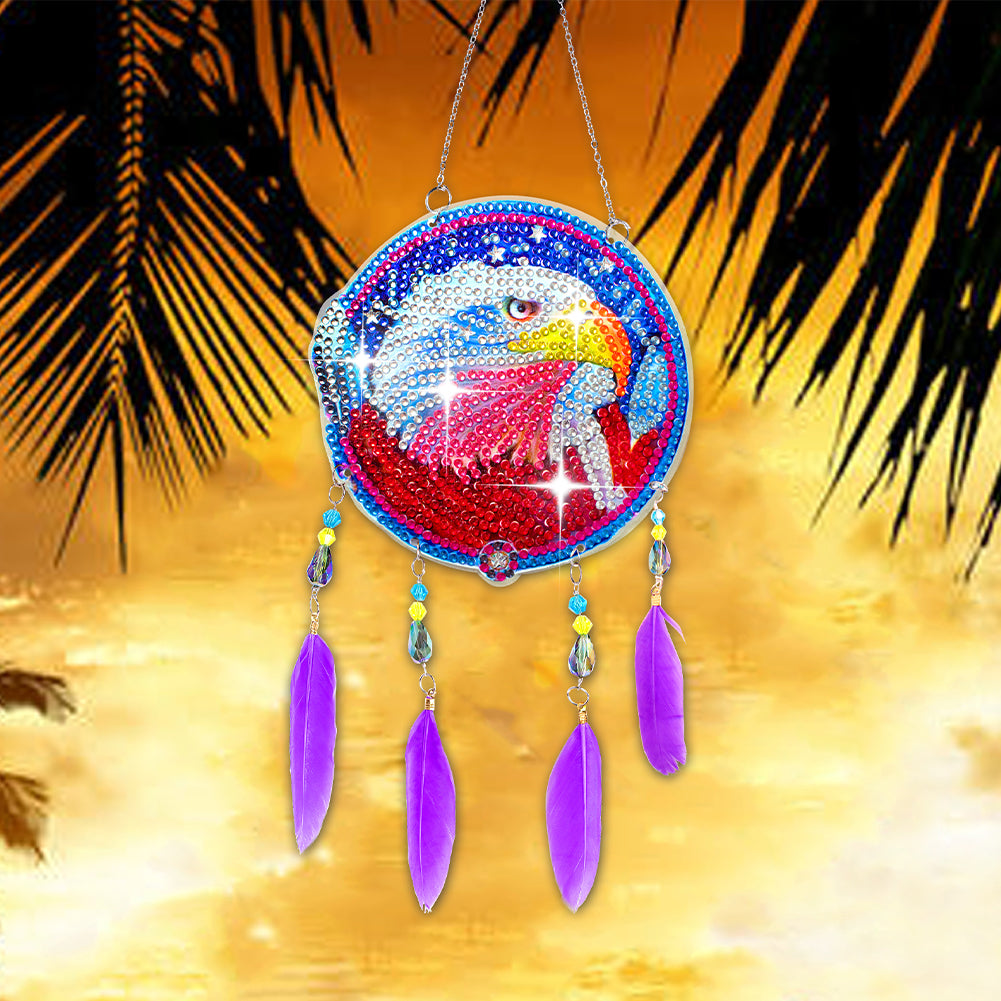 Feather Wind Chime Diamond Painting Hanging Pendant for Wall Decor (Eagle #1)