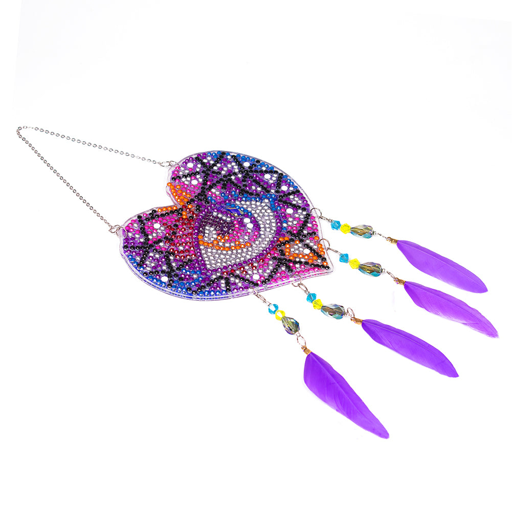 Feather Wind Chime Diamond Painting Hanging Pendant for Home Wall Decor (Eye)