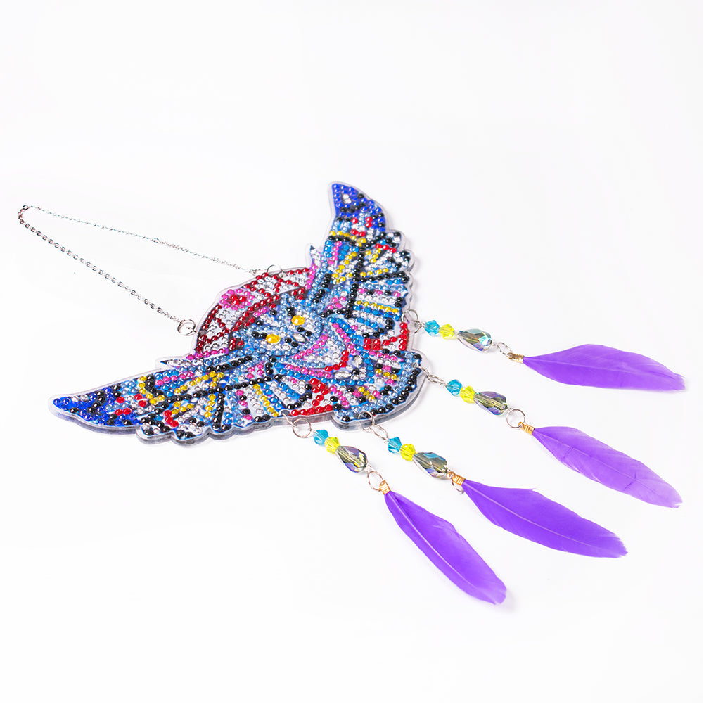Feather Wind Chime Diamond Painting Hanging Pendant for Wall Decor (Eagle #5)