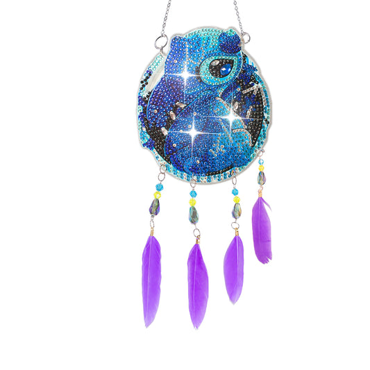 Feather Wind Chime Diamond Painting Hanging Pendant for Home Wall Decor (Stitch)