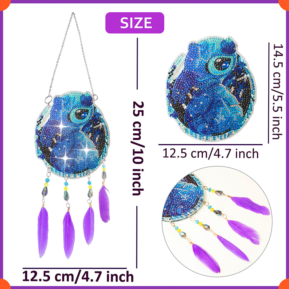 Feather Wind Chime Diamond Painting Hanging Pendant for Home Wall Decor (Stitch)