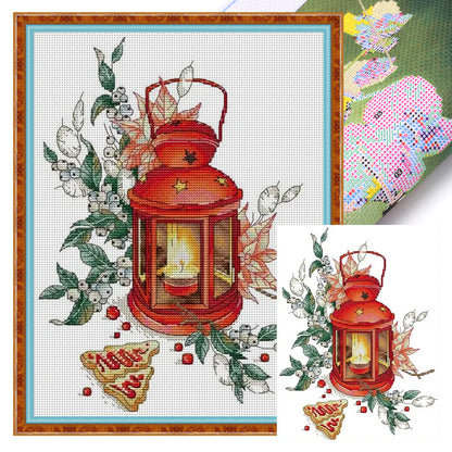 Red Lantern - 14CT Stamped Cross Stitch 27*34CM(Joy Sunday)