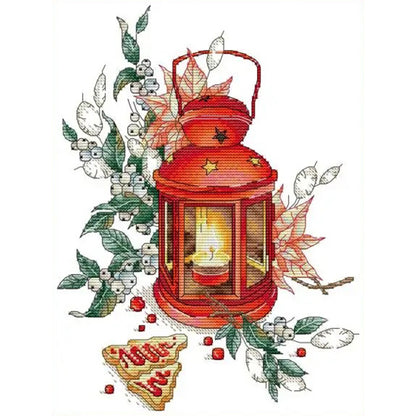 Red Lantern - 14CT Stamped Cross Stitch 27*34CM(Joy Sunday)