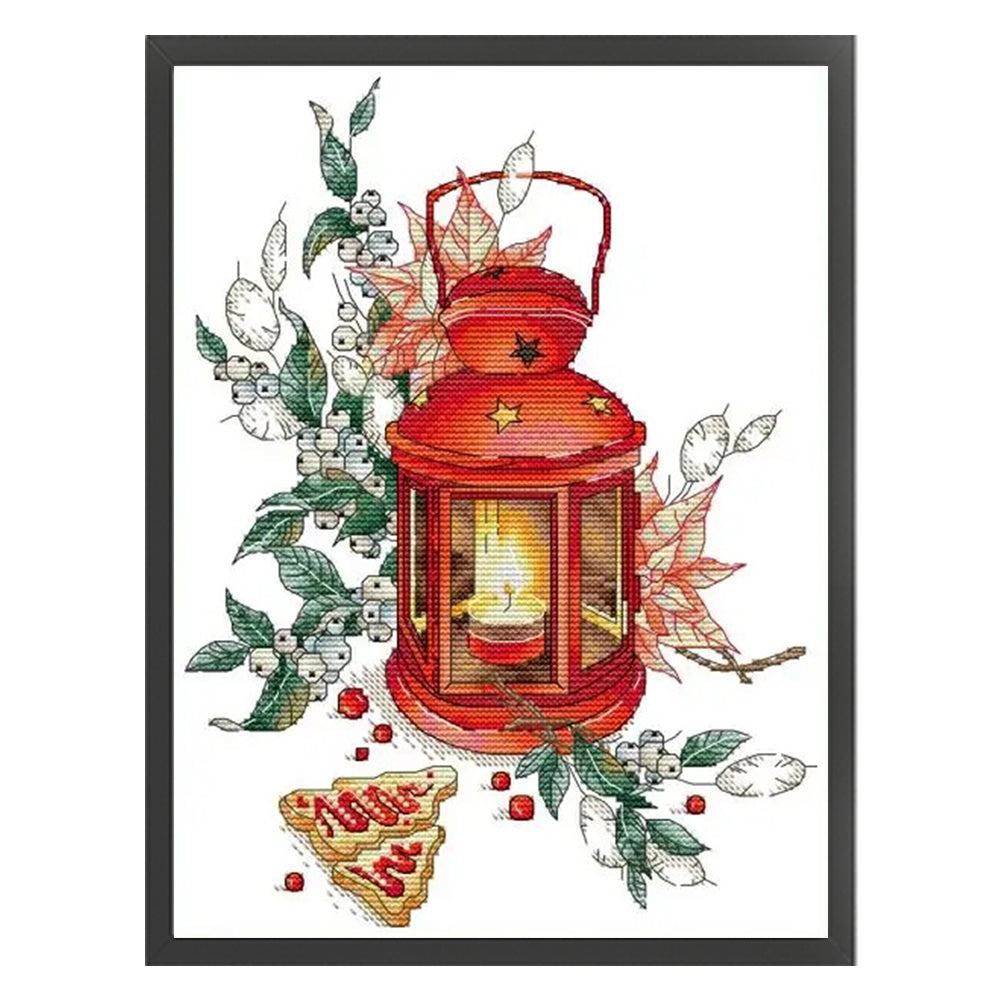 Red Lantern - 14CT Stamped Cross Stitch 27*34CM(Joy Sunday)