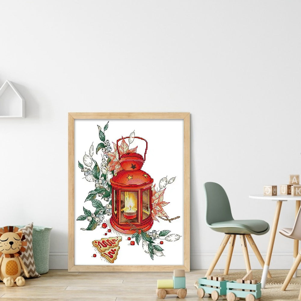 Red Lantern - 14CT Stamped Cross Stitch 27*34CM(Joy Sunday)