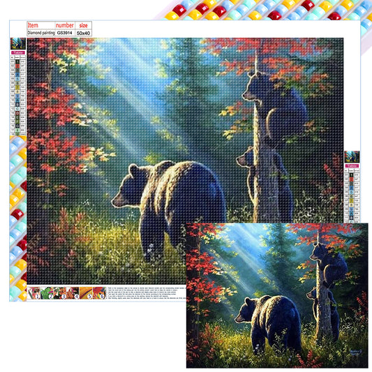 Brown Bear In The Woods - Full Square Drill Diamond Painting 50*40CM