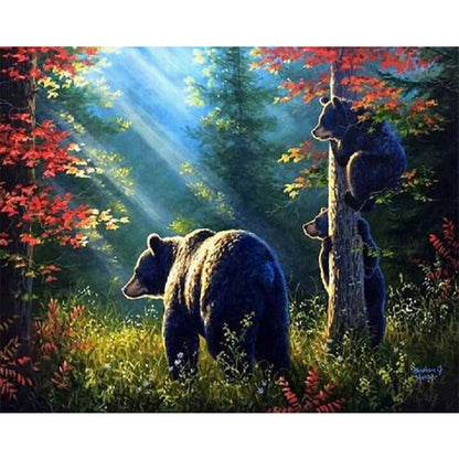 Brown Bear In The Woods - Full Square Drill Diamond Painting 50*40CM