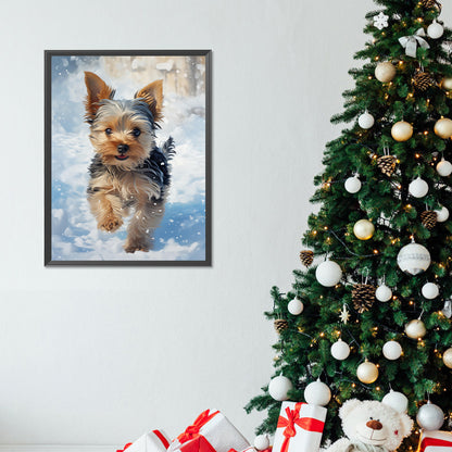 Little Yorkie In The Snow - Full Round Drill Diamond Painting 30*40CM
