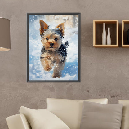 Little Yorkie In The Snow - Full Round Drill Diamond Painting 30*40CM