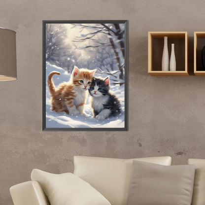 Kittens In The Snow - Full Round Drill Diamond Painting 30*40CM