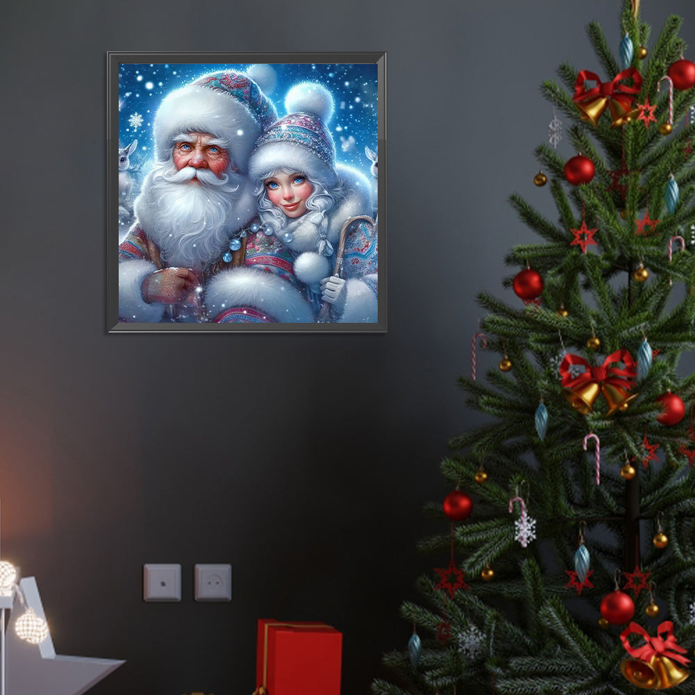 Santa Claus And Snow Girl - Full Round Drill Diamond Painting 40*40CM