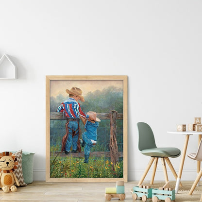 Prairie Cowboy Kid - 11CT Stamped Cross Stitch 40*55CM(Joy Sunday)