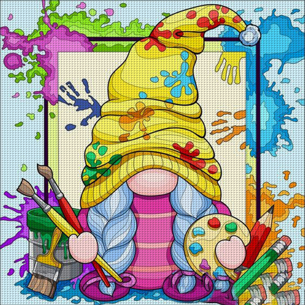 Painter Goblin - 11CT Stamped Cross Stitch 50*50CM