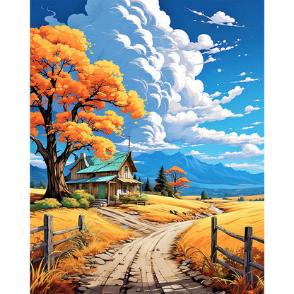 Autumn Village - 16CT Stamped Cross Stitch 50*60CM(Joy Sunday)