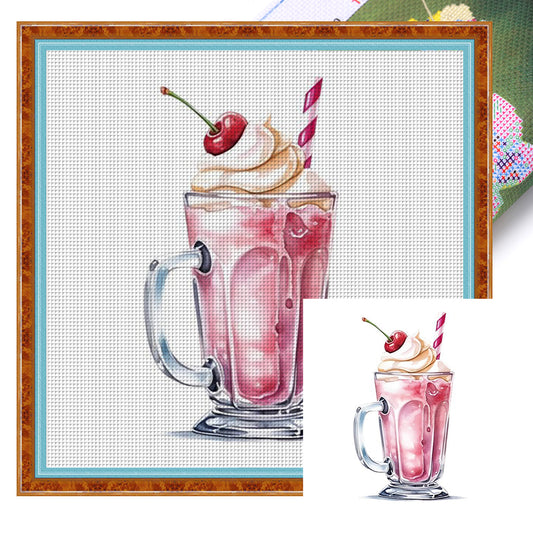 Cream Drink - 18CT Stamped Cross Stitch 30*30CM(Joy Sunday)