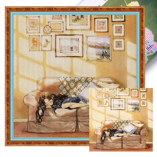 Girl'S Daily Life - 11CT Stamped Cross Stitch 50*50CM