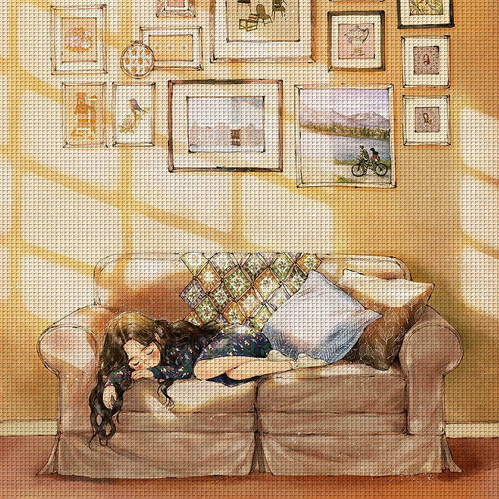 Girl'S Daily Life - 11CT Stamped Cross Stitch 50*50CM