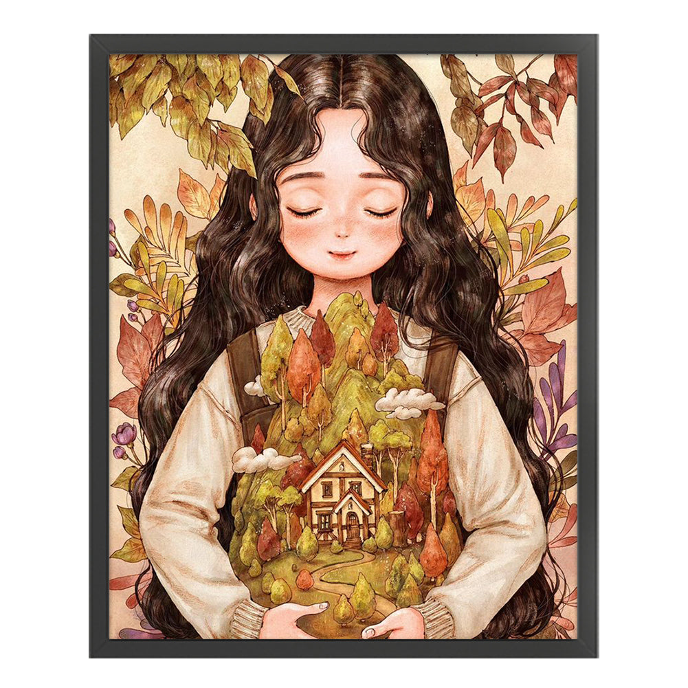 Cartoon Girl - 11CT Stamped Cross Stitch 50*60CM